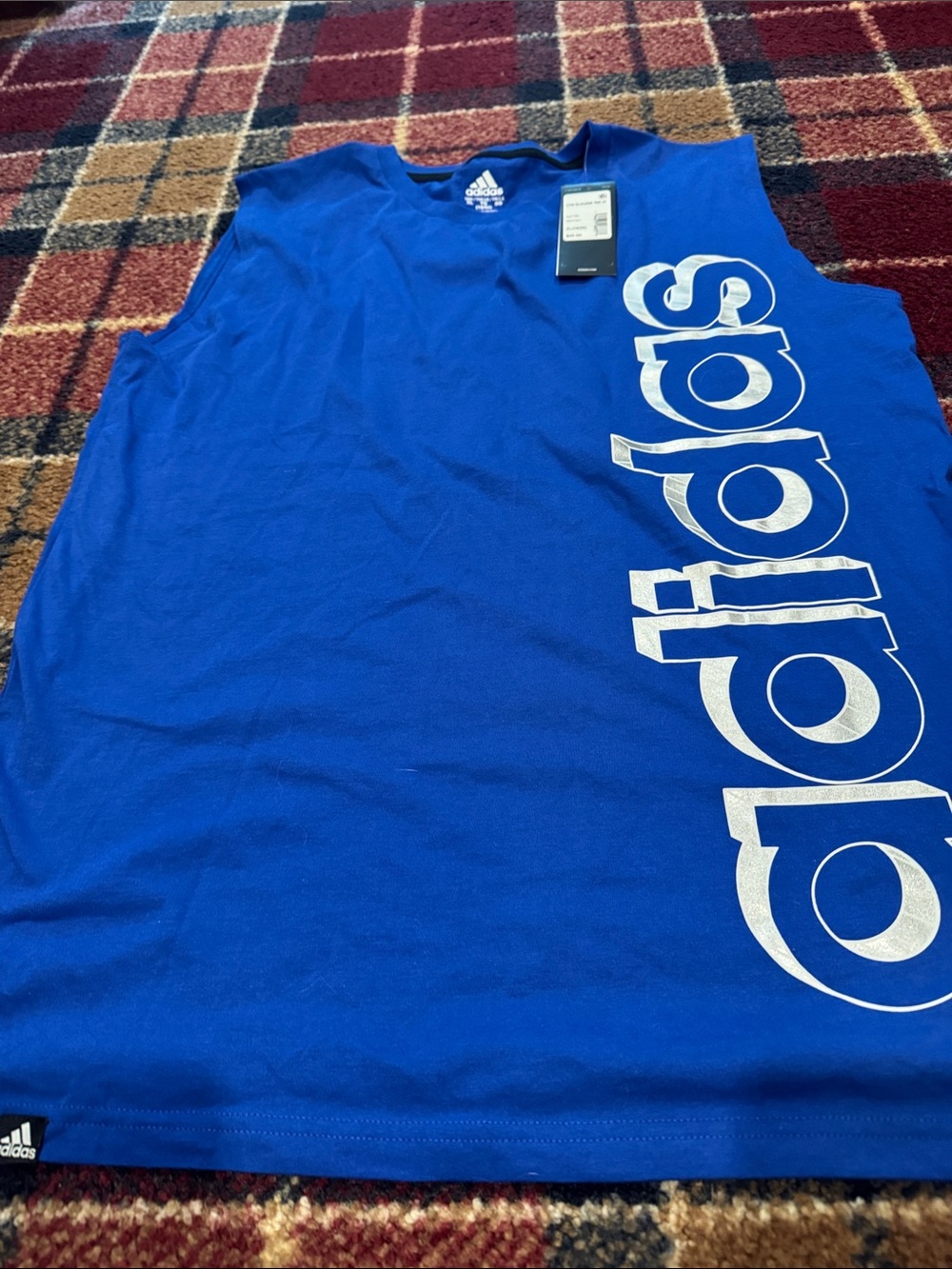 adidas boys XL Royal Blue Sleeveless Logo Tank